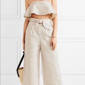 Mara Hoffman Cream Black Stripe Wide Leg Pant Crop Top Outfit Size 2
